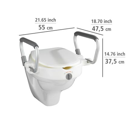 WENKO 20924100 - SECURA Toilet Seat, 55 x 47.5 cm, White/Silver