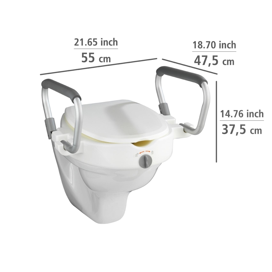 WENKO 20924100 - SECURA Toilet Seat, 55 x 47.5 cm, White/Silver
