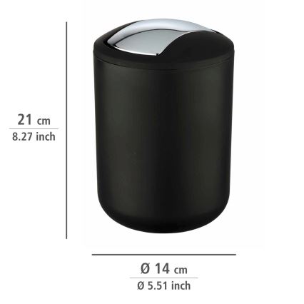WENKO 21211100 - BRASIL Waste Bin 14x21 cm Black/Polished Chrome
