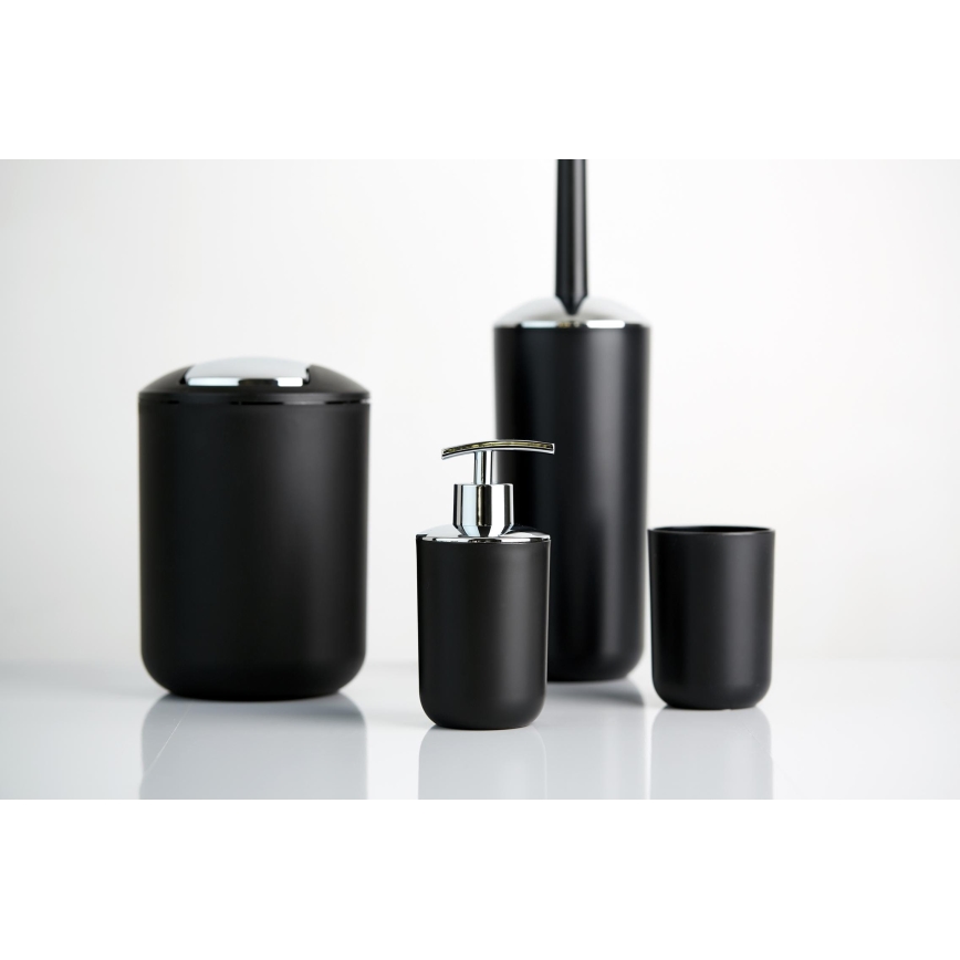 WENKO 21211100 - BRASIL Waste Bin 14x21 cm Black/Polished Chrome