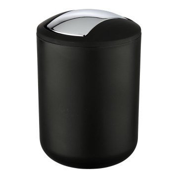 WENKO 21211100 - BRASIL Waste Bin 14x21 cm Black/Polished Chrome