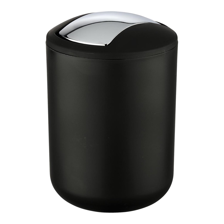 WENKO 21211100 - BRASIL Waste Bin 14x21 cm Black/Polished Chrome