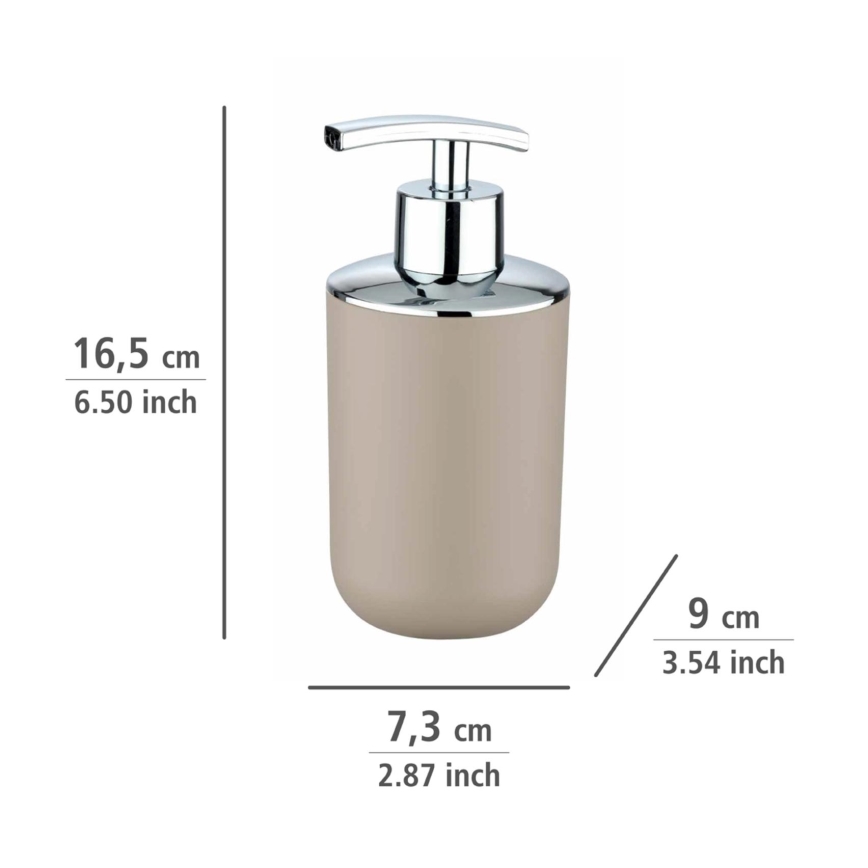 WENKO 21219100 - BRASIL Soap Dispenser 7,3x16,5 cm beige/polished chrome