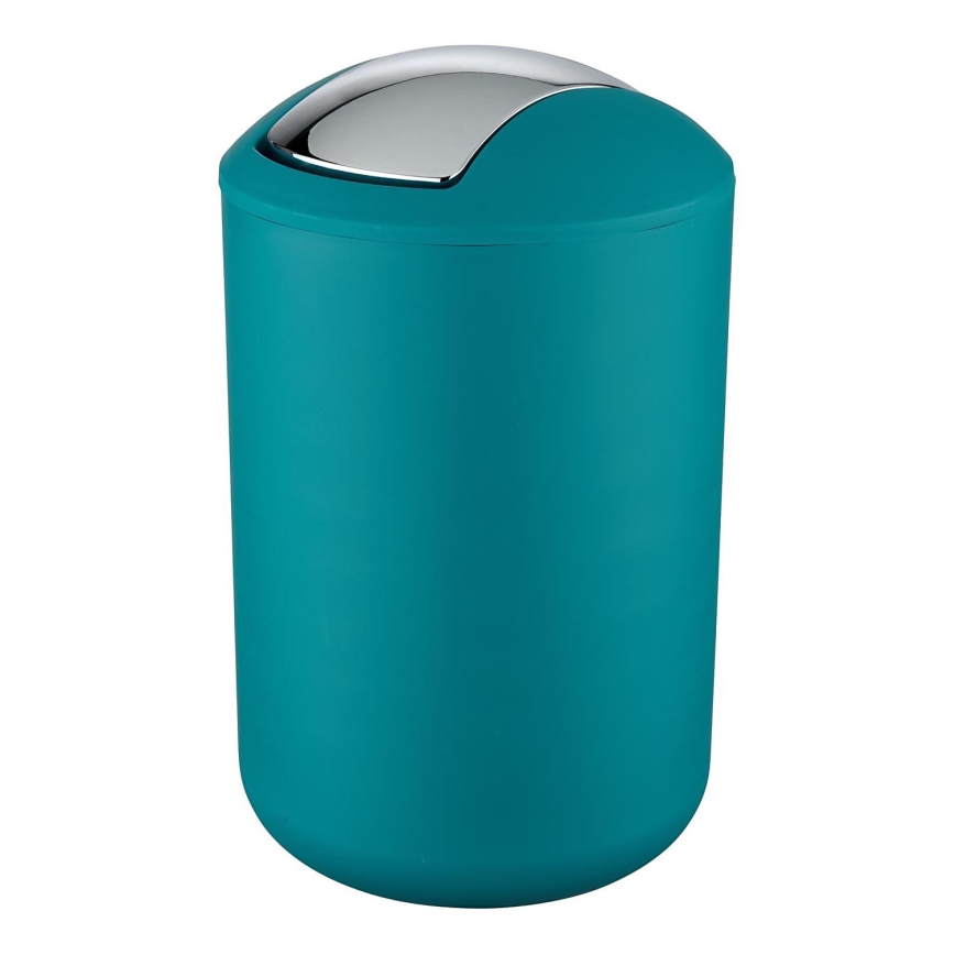 WENKO 21227100 - BRASIL Waste Bin, 19.5 x 31 cm, Turquoise/Polished Chrome