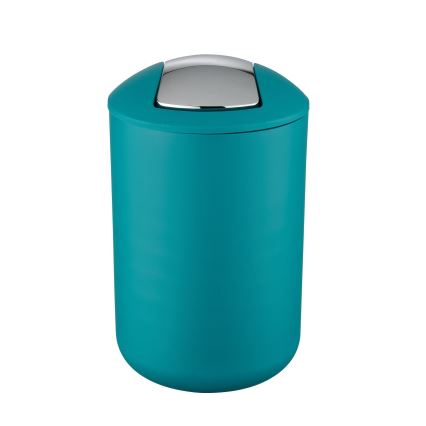 WENKO 21227100 - BRASIL Waste Bin, 19.5 x 31 cm, Turquoise/Polished Chrome