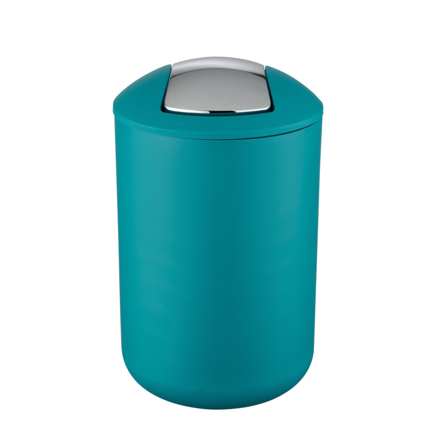 WENKO 21227100 - BRASIL Waste Bin, 19.5 x 31 cm, Turquoise/Polished Chrome