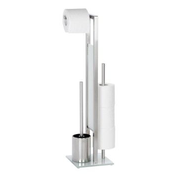 WENKO 21564100 - RIVALTA Toilet Brush 18 x 70 cm, Stainless Steel/Silver/White/Black