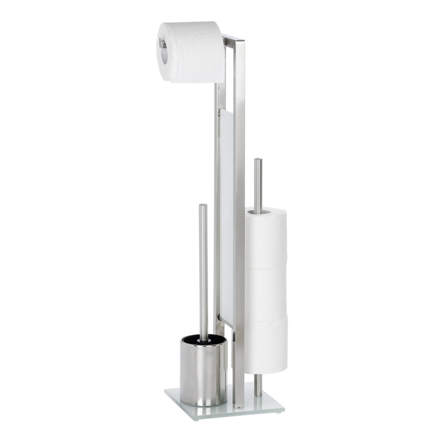 WENKO 21564100 - RIVALTA Toilet Brush 18 x 70 cm, Stainless Steel/Silver/White/Black