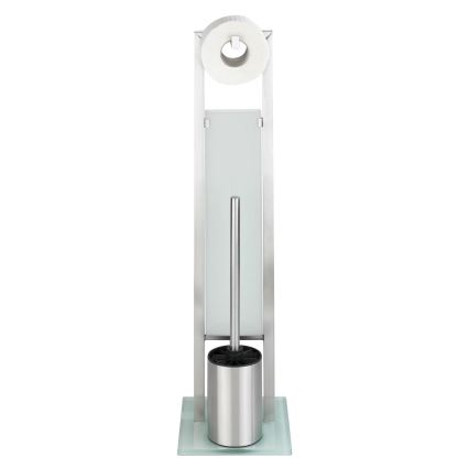 WENKO 21564100 - RIVALTA Toilet Brush 18 x 70 cm, Stainless Steel/Silver/White/Black