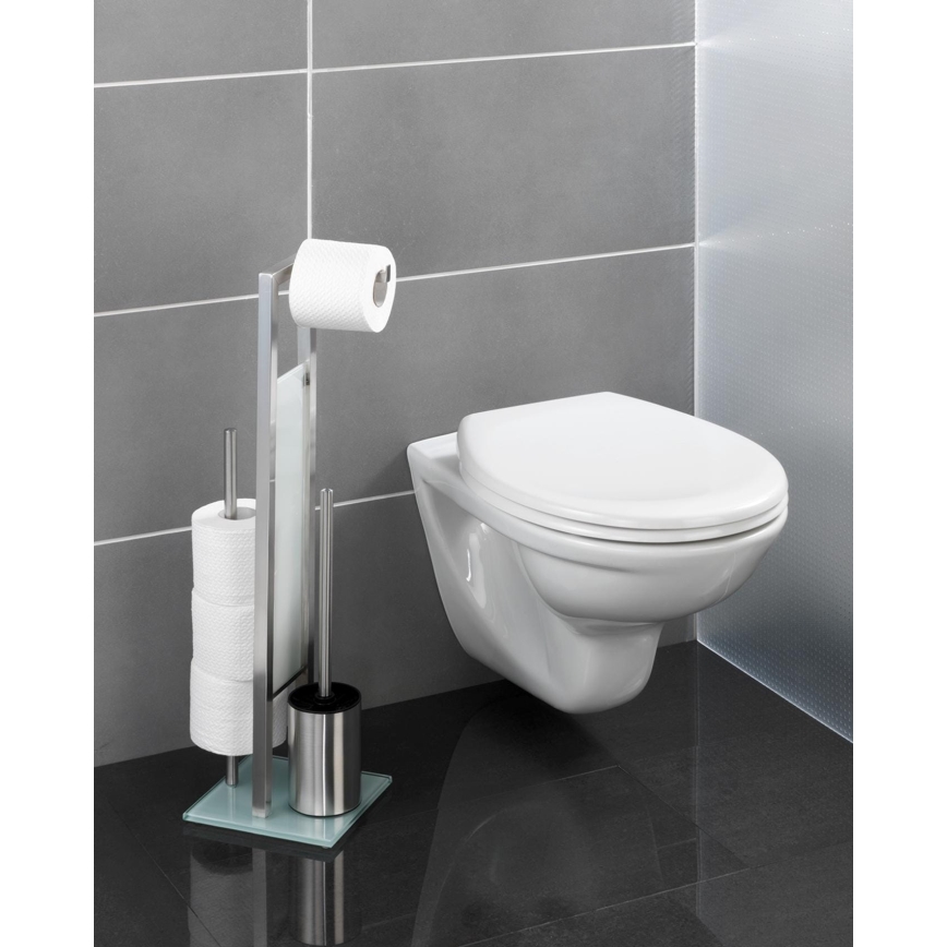 WENKO 21564100 - RIVALTA Toilet Brush 18 x 70 cm, Stainless Steel/Silver/White/Black