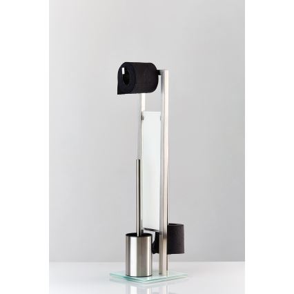WENKO 21564100 - RIVALTA Toilet Brush 18 x 70 cm, Stainless Steel/Silver/White/Black