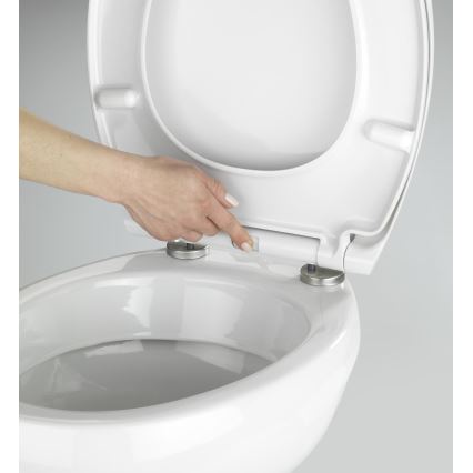 WENKO 21903100-WC SAMOS toilet seat 44.5 x 37.5 cm white/silver