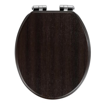 WENKO 22015100-WC Wenge Toilet Seat 35.5 x 42.5 cm Brown/Silver