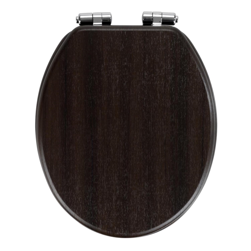 WENKO 22015100-WC Wenge Toilet Seat 35.5 x 42.5 cm Brown/Silver