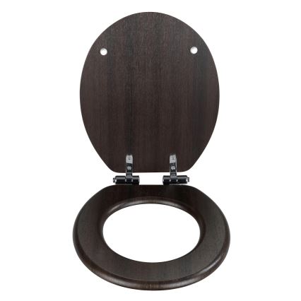 WENKO 22015100-WC Wenge Toilet Seat 35.5 x 42.5 cm Brown/Silver