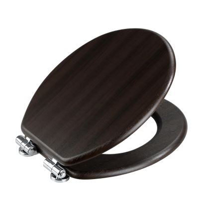 WENKO 22015100-WC Wenge Toilet Seat 35.5 x 42.5 cm Brown/Silver