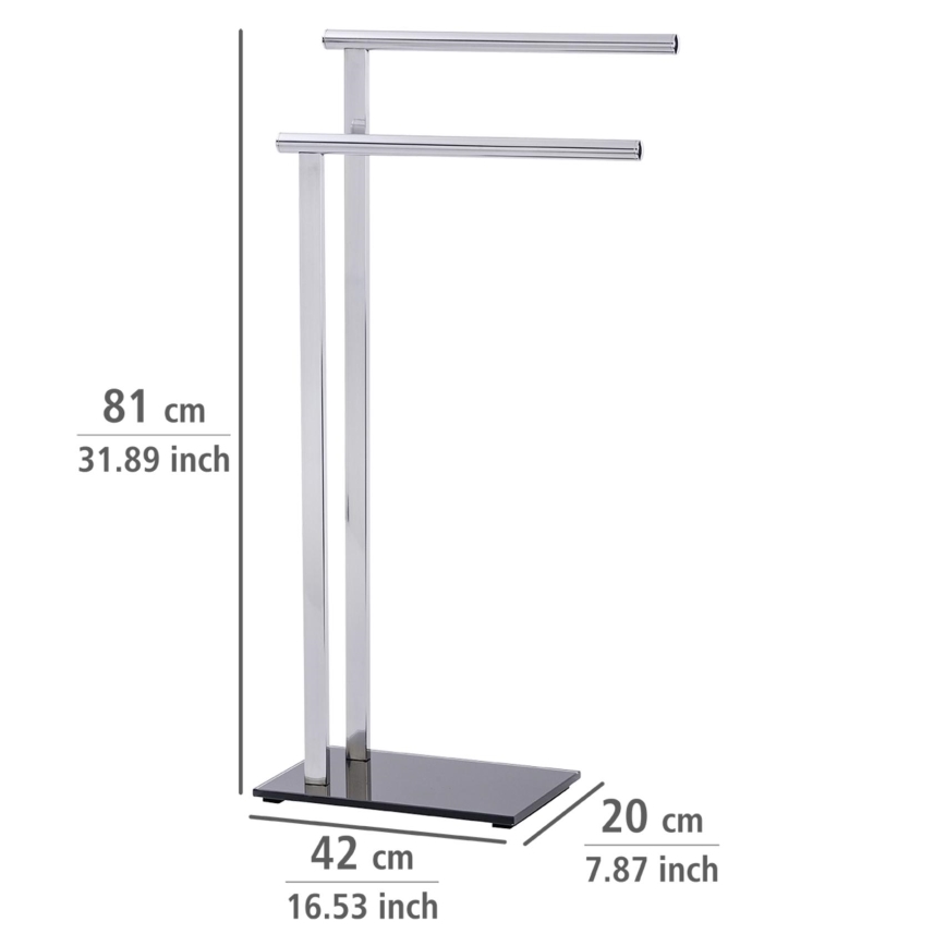 WENKO 22090100 - LAVA Freestanding Towel Rack, 42 x 81 cm, stainless steel/silver/black