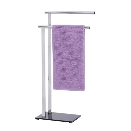 WENKO 22090100 - LAVA Freestanding Towel Rack, 42 x 81 cm, stainless steel/silver/black