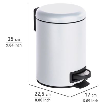 WENKO 22142800 - LEMAN Waste Bin 17x25 cm White/Black