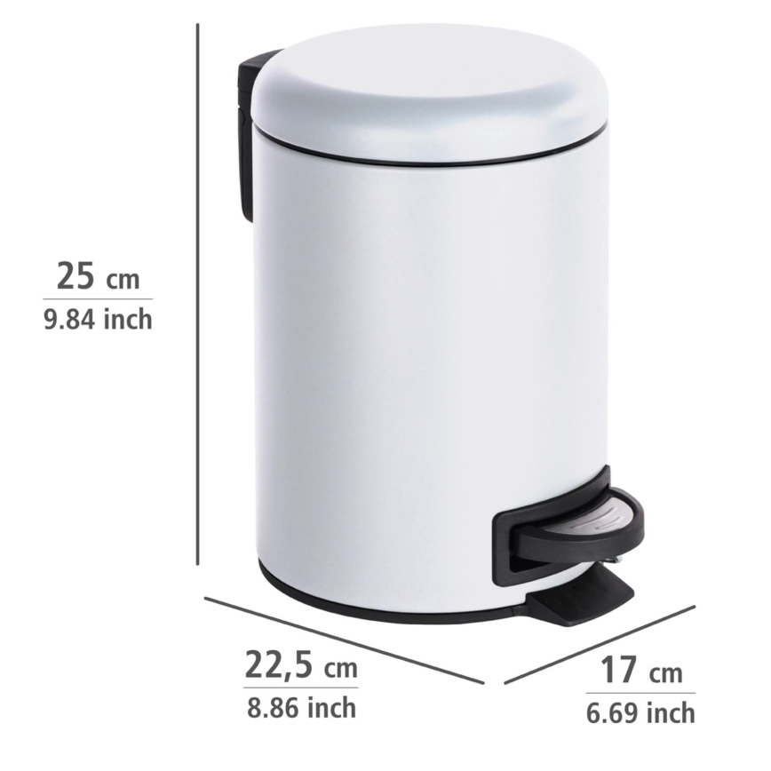 WENKO 22142800 - LEMAN Waste Bin 17x25 cm White/Black