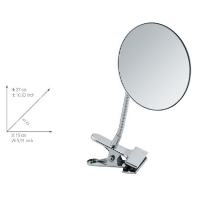 WENKO 22195100 - CLIP Makeup Mirror 15 x 27 cm, Polished Chrome