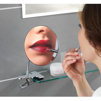 WENKO 22195100 - CLIP Makeup Mirror 15 x 27 cm, Polished Chrome