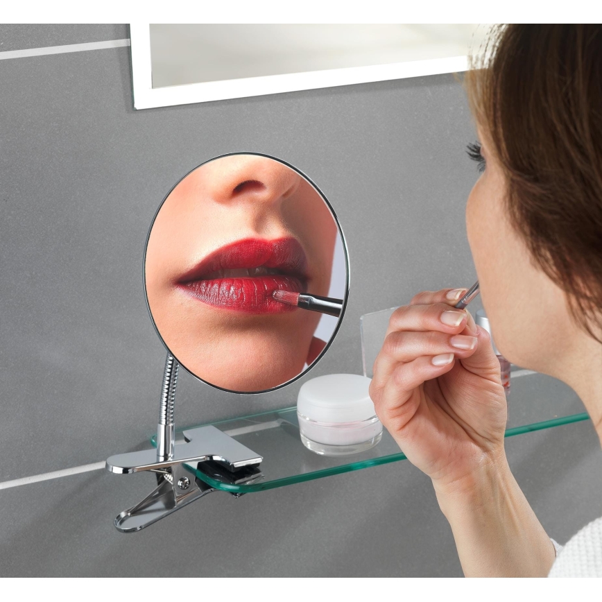 WENKO 22195100 - CLIP Makeup Mirror 15 x 27 cm, Polished Chrome
