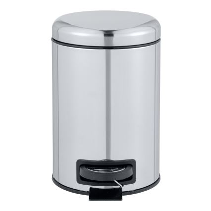 WENKO 22444100 - LEMAN Waste Bin 17x25 cm stainless steel/silver/black