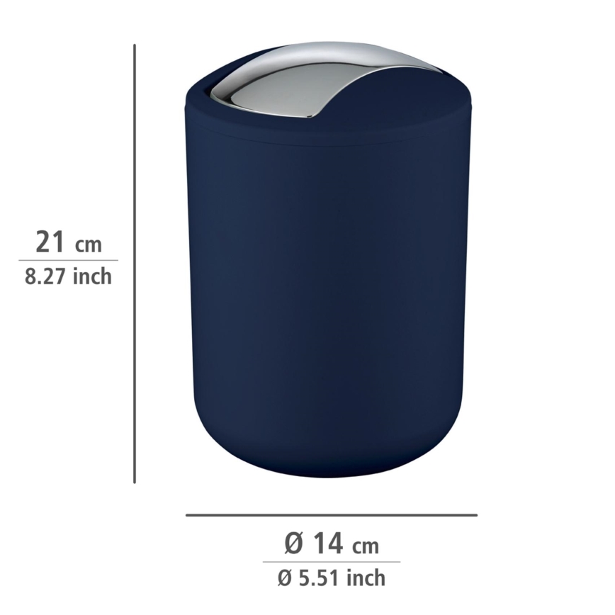 WENKO 22520100 - BRASIL Bin 14 x 21 cm, Blue/Shiny Chrome