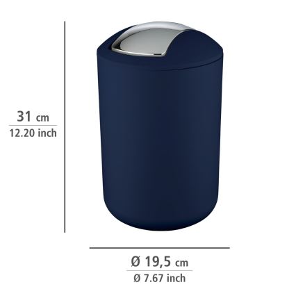 WENKO 22521100 - BRASIL Waste Bin, 19.5 x 31 cm, Blue / Polished Chrome