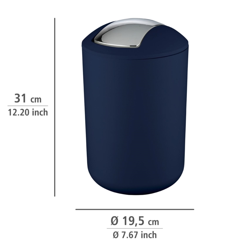 WENKO 22521100 - BRASIL Waste Bin, 19.5 x 31 cm, Blue / Polished Chrome