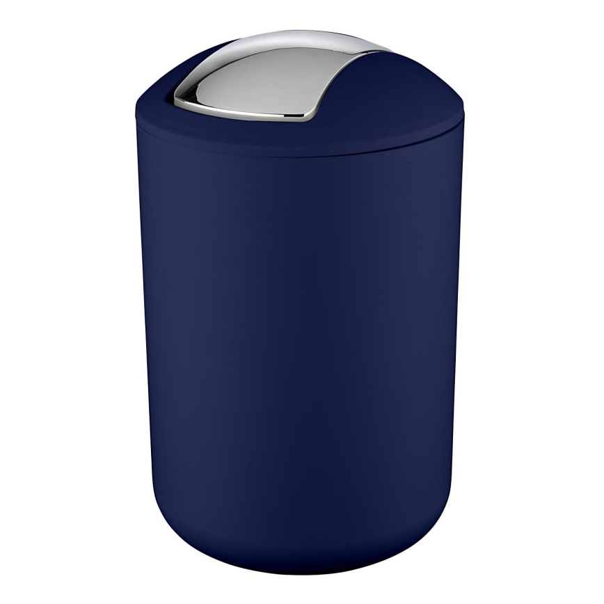 WENKO 22521100 - BRASIL Waste Bin, 19.5 x 31 cm, Blue / Polished Chrome