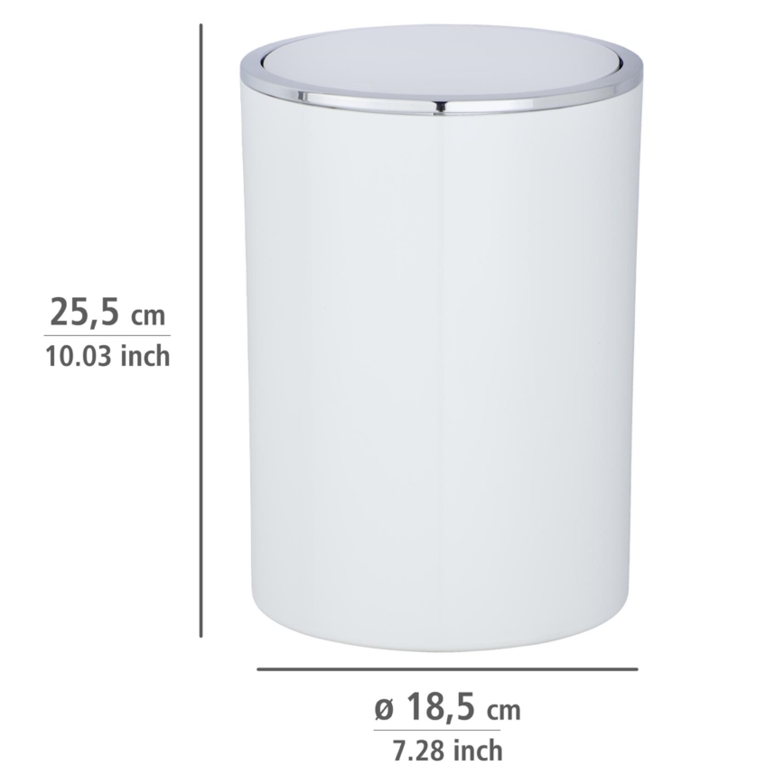 WENKO 22554100 - INCA Waste Bin 18,5x25,5 cm white/glossy chrome