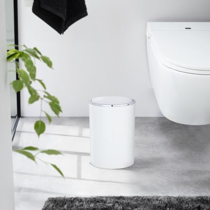 WENKO 22554100 - INCA Waste Bin 18,5x25,5 cm white/glossy chrome