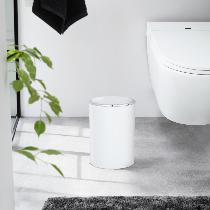 WENKO 22554100 - INCA Waste Bin 18,5x25,5 cm white/glossy chrome