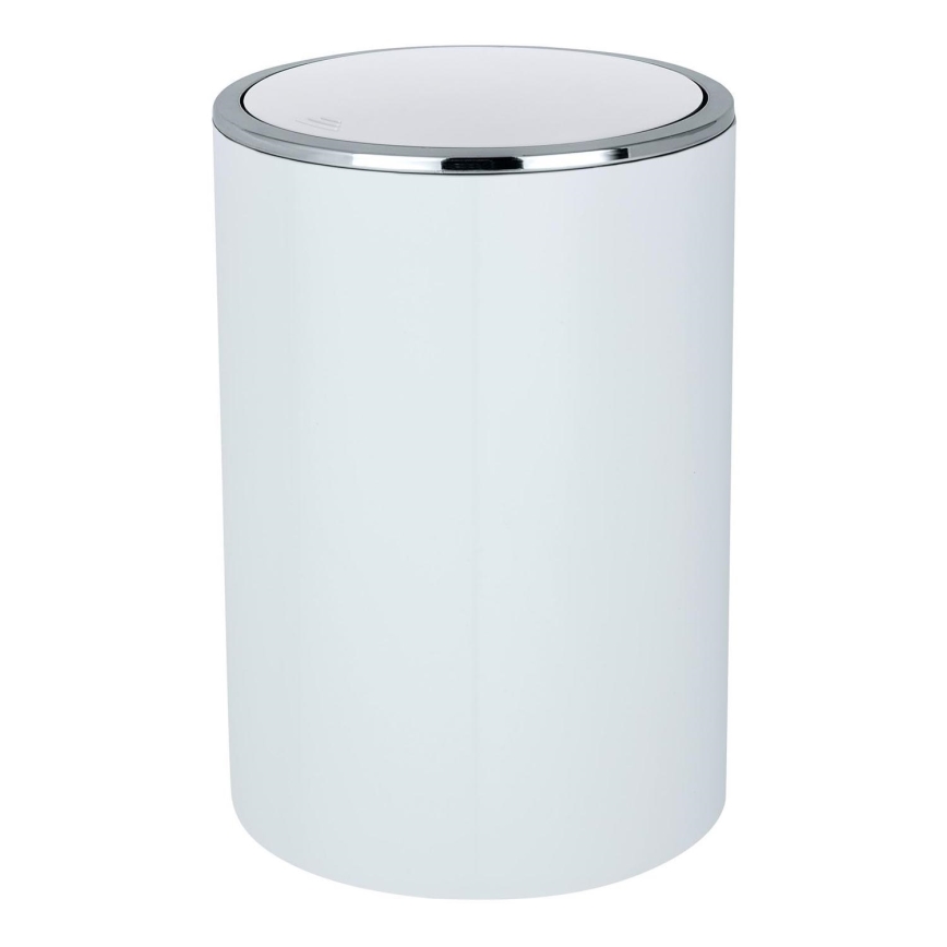 WENKO 22554100 - INCA Waste Bin 18,5x25,5 cm white/glossy chrome