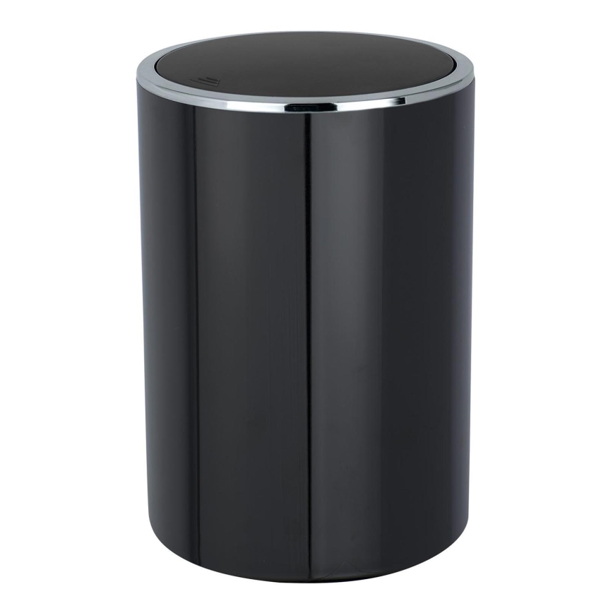 WENKO 22558100 - INCA Waste Bin 18.5 x 25.5 cm Black/Glossy Chrome
