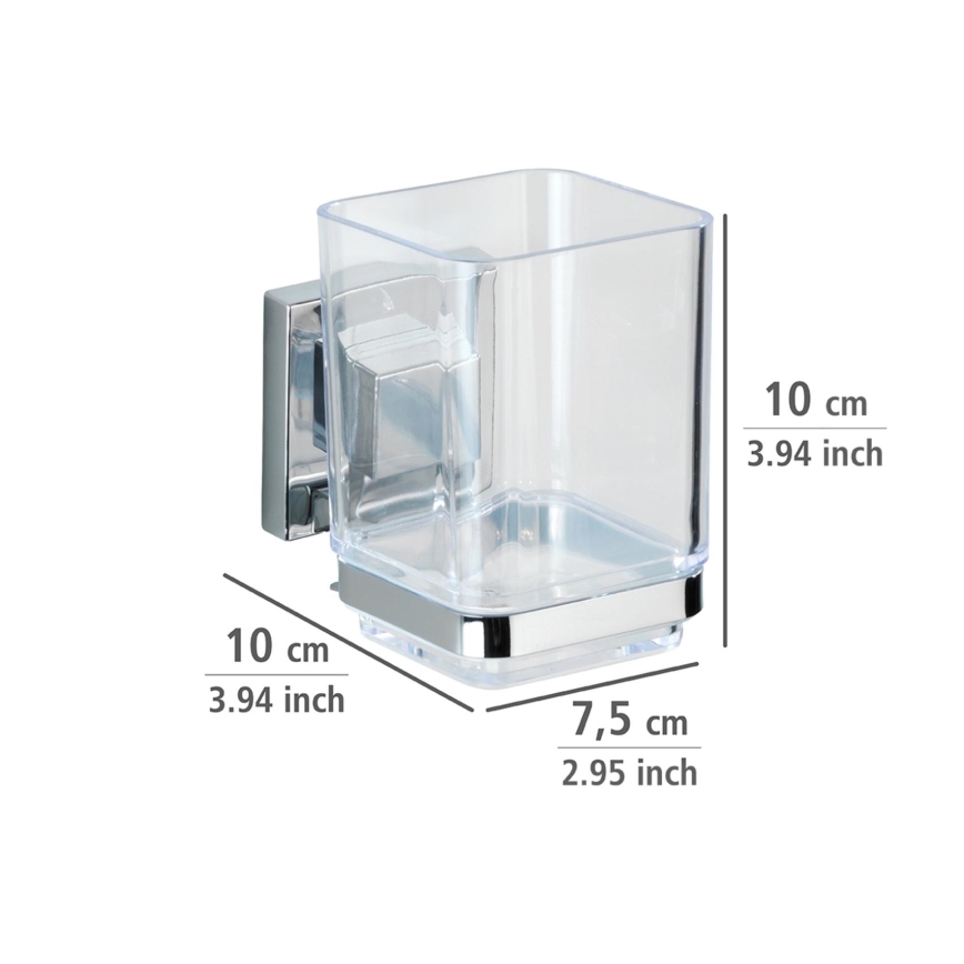 WENKO 22680100 -Tumbler VACUUM-LOC QUADRO ED 7,5x10 cm silver/gloss chrome/clear