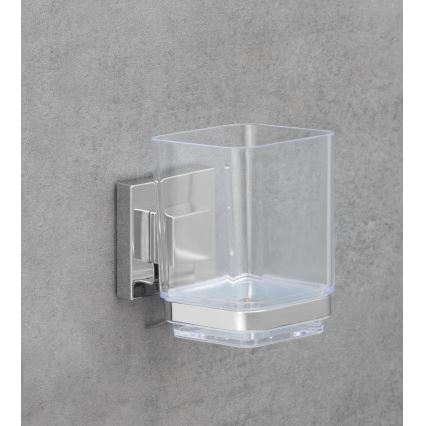 WENKO 22680100 -Tumbler VACUUM-LOC QUADRO ED 7,5x10 cm silver/gloss chrome/clear