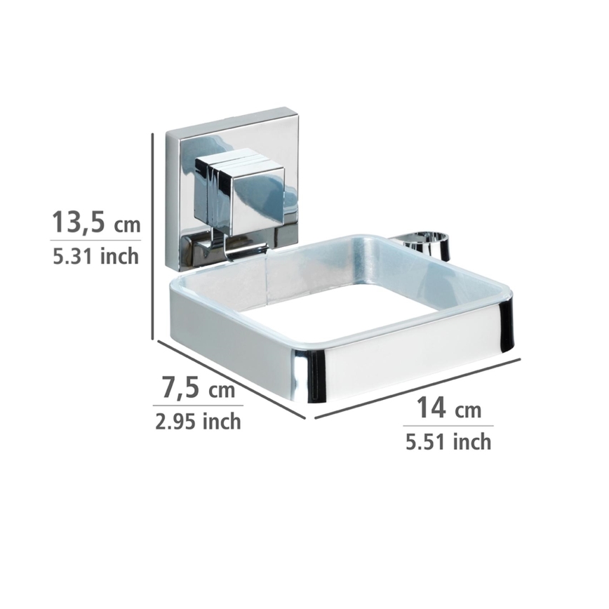 WENKO 22682100 -Hair dryer holder VACUUM-LOC QUADRO ED 13.5x14 cm silver/chrome