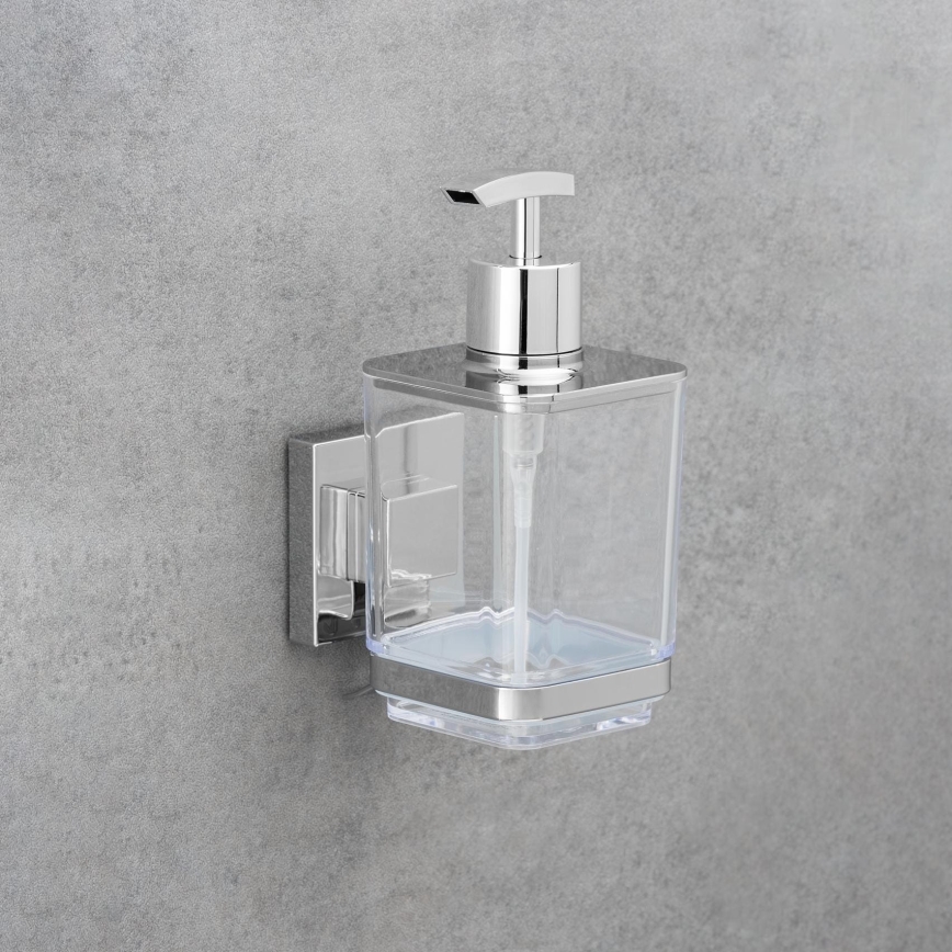 WENKO 22683100 - VACUUM-LOC QUADRO ED Soap Dispenser 7.5 x 16 cm Silver/Polished Chrome