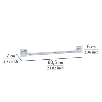 WENKO 22684100-Towel rail VACUUM-LOC QUADRO ED 60,5x6 cm silver/polished chrome
