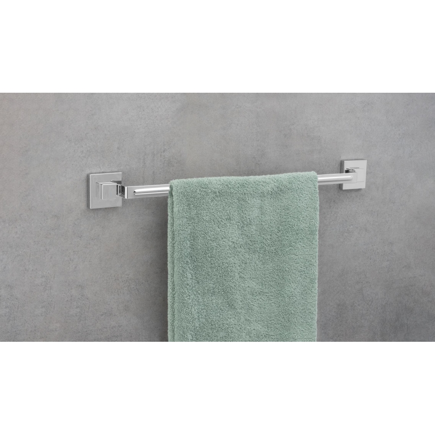 WENKO 22684100-Towel rail VACUUM-LOC QUADRO ED 60,5x6 cm silver/polished chrome