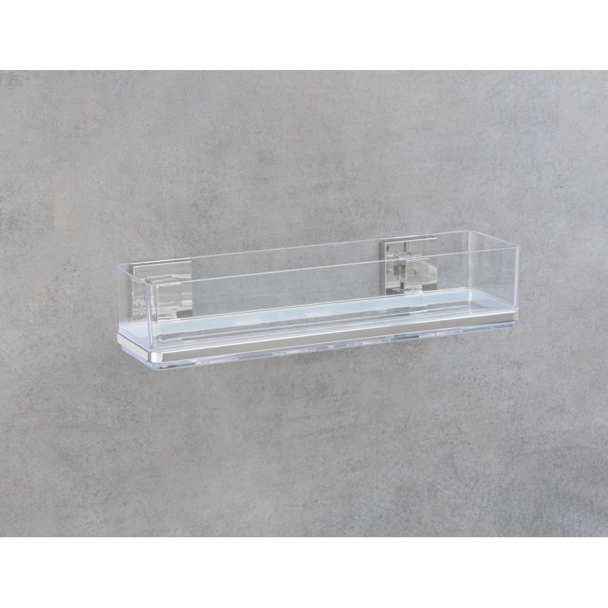 WENKO 22685100 - VACUUM-LOC QUADRO ED Shelf, 38.5 x 14.5 cm, Silver / Gloss Chrome