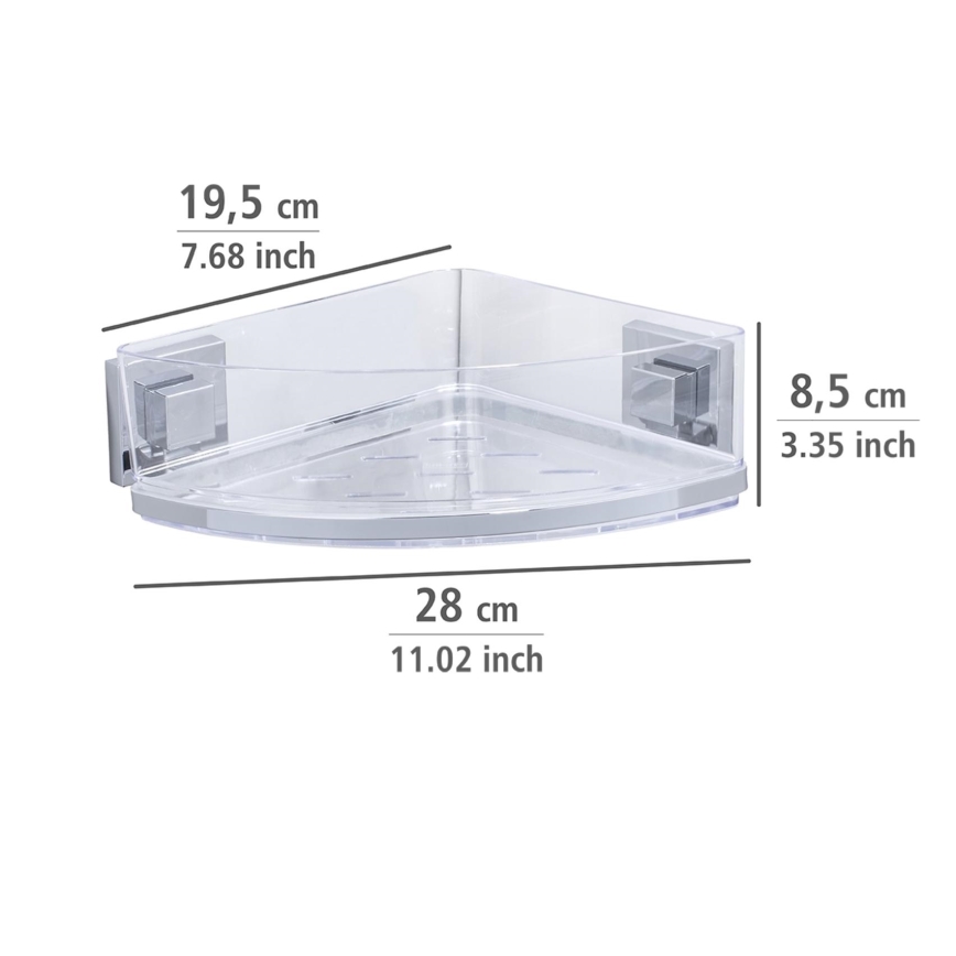 WENKO 22686100 - VACUUM-LOC QUADRO ED Corner Shelf 28 x 19.5 cm Silver/Clear