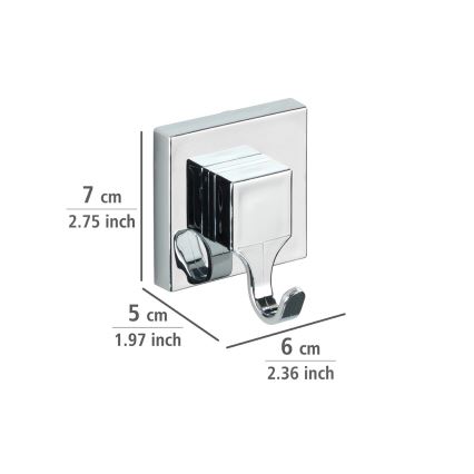 WENKO 22688100 - VACUUM-LOC QUADRO ED Hook 6 x 7 cm Silver / Polished Chrome