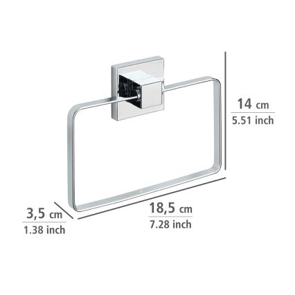 WENKO 22689100 - VACUUM-LOC QUADRO ED towel holder 18.5 x 14 cm silver/gloss chrome