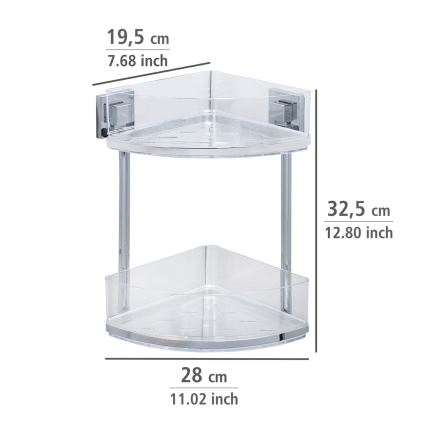 WENKO 22690100 - VACUUM-LOC QUADRO ED Corner Shelf, 28 x 32.5 cm, Silver / Glossy Chrome