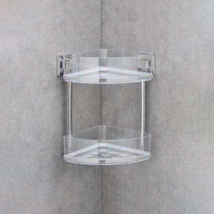 WENKO 22690100 - VACUUM-LOC QUADRO ED Corner Shelf, 28 x 32.5 cm, Silver / Glossy Chrome