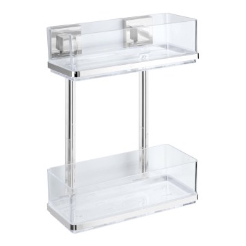 WENKO 22691100-Shelf VACUUM-LOC QUADRO ED 25,5x32,5 cm silver/polished chrome/clear